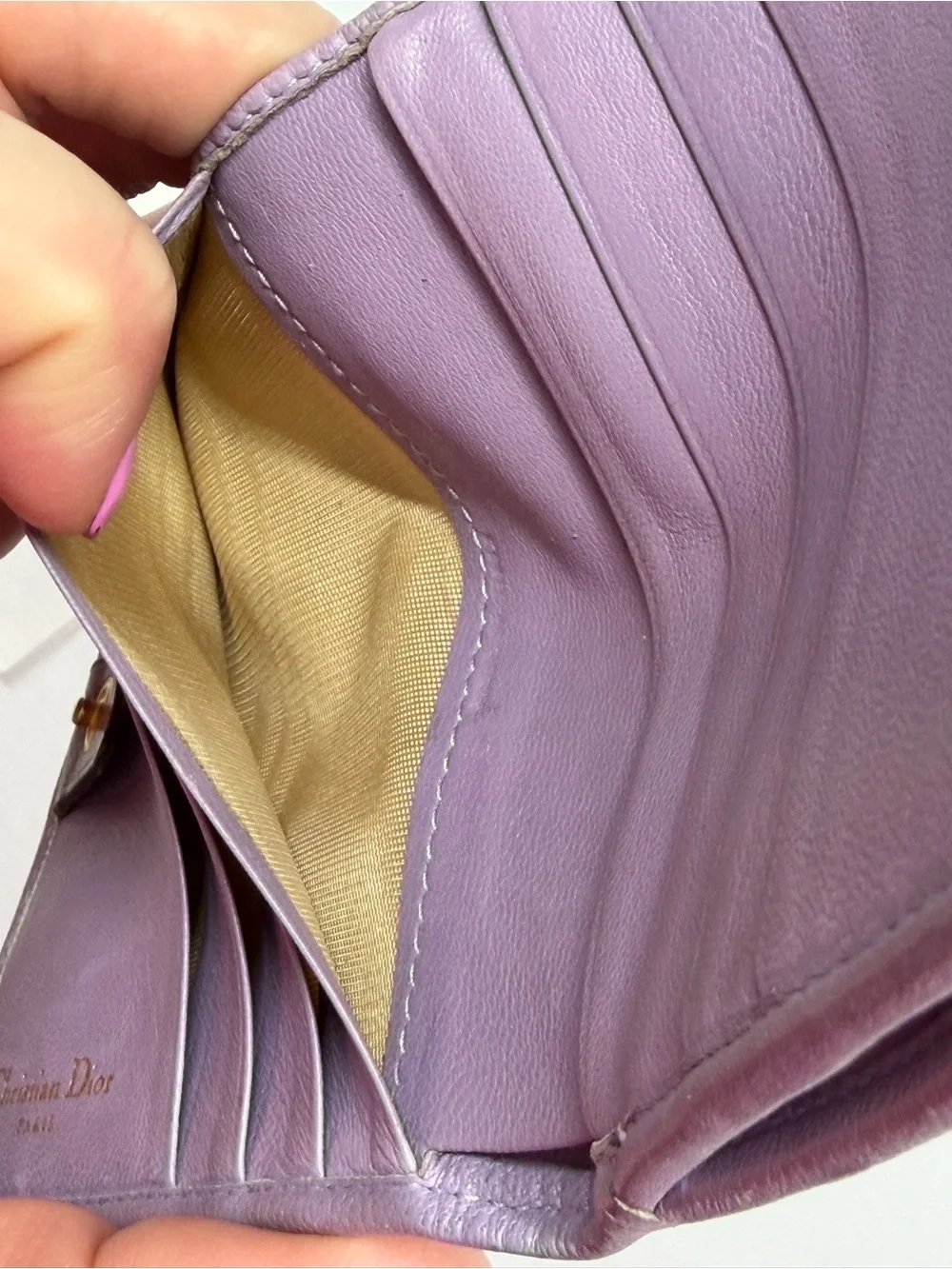 Christian Dior lilac compact wallet